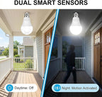 TSEXES Motion Sensor Light Bulbs, 12W (100Watt Equivalent), Motion Activated Dusk to Dawn Security LED Bulb, 3000K Soft White for Outdoor & Indoor,Porch, Stairs, Hallway, 4-Pack