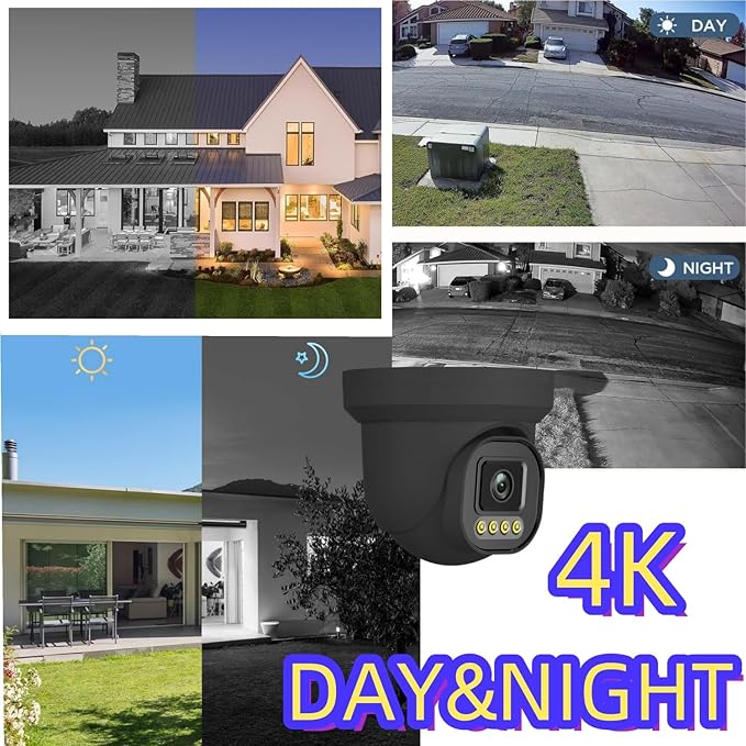 4K NVR PoE Security Camera System Wired Surveillance NVR Kits, 4pcs Outdoor Indoor Cameras with Person/Pet/Vehicle Detection for 24-7 Recording, RLK8-520D4-5MP（500GB HDD Inside）