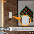 Sunlite LED Wall Rocker Style, Slide Bar Triac Dimmer Switch, Screwless Wall Plates Included, Single Pole or 3-Way Switching, 120 Volts, 200W Max for LED, 600W Max for Incandescent, White, 4 Pack