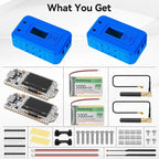Meshnology 2 Set ESP32 Lo Ra V3 Module Board with 915 MHz Antenna + 3000mAh Battery + Case - with WiFi Blue Tooth SX1262 CP2102 0.96” OLED Display Type C for Ar duino Mesh Tastic IOT (N35, Blue)