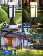 EERU Outdoor Post Lights Waterproof Metal Frame with Milk White Frosted Glass Pier Mount Outdoor Lighting Fixtures(with 3-Inch Pier Mount Base) Pillar Light Post Lantern for Garden Backyard and Porch