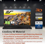 Elite Screens Kestrel Tab-Tension 3 CineGrey 4D, 122 inch 16:9, Standard Throw ISF Ceiling Ambient Light Rejecting (CLR/ALR) Electric Floor-Rising Projector Screen, Programmed Remote Kit, FTE122H3-C4D