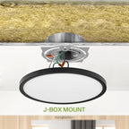 ASD LED 12" Round Flush Mount Ceiling Light Fixture, Low Profile Surface Lighting | 5CCT, Dimmable, Ultra-Thin, ETL Listed | 24W 2000LM 2700-6000K 100-277V | Kitchen, Bedroom, Hallway Lamp | Black
