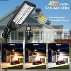 MMKT Solar Lights Outdoor, 12000W 3 Color Solar Street Lights, Commercial Solar Parking Lot Lights Waterproof Dusk to Dawn, Security Flood Lights with Motion Sensor for Yard, Basketball Court 2Pack