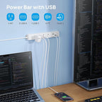 TROND Surge Protector Power Strip with USB, Ultra Thin Flat Plug 6ft Extension Cord 1625W, 3 USB A & 1 Type C, 4 AC Outlets 1440J Surge Protection ETL Listed, Wall Mount for Home Office Dorm, White