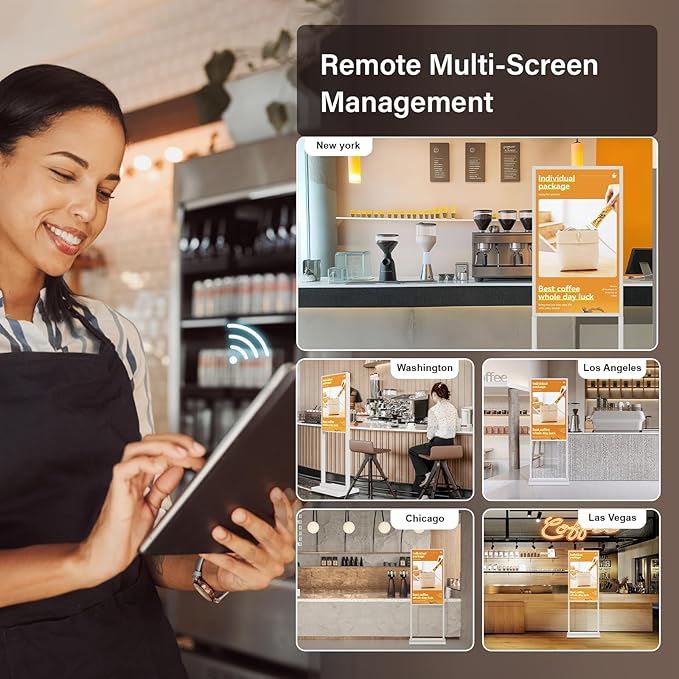 Canlarriz Digital Signage Kiosk 32 inch Digital Menu Board for Restaurants and Stores Advertising Screen FHD 700 nits Ultra-High Brightness Poster Display Free Web Content Editor Android 2GB+32GB