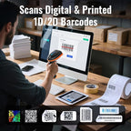 Tera 1D 2D QR Barcode Scanner Wireless and Wired with Battery Level Indicator Digital Printed Bar Codes Reader with Stand Portable Handheld Barcode Scanner Compact Plug and Play Model D5100-Z