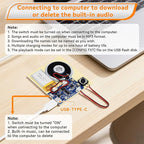 2PCS Sound Recorder Module DIY Music Voice Recording Module Chip with Speaker,Type-C Cable,Easy Recording Capability16 Minutes Music for Personalized Greetings, Holiday Crafts Cards with Manual