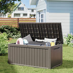 NUNU LAB 270 Gallon Large Resin Deck Box, Waterproof Outdoor Storage Box, Lockable Storage Bin for Patio Furniture, Garden Tools, Pool Accessories, UV-Resistant & All-Weather, Grey