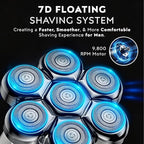 Head Shavers for Bald Men - 5-in-1 7D Floating Electric Bald Head Shavers for Men, IPX6 Waterproof Wet & Dry Use, LED Display Fast Rechargeable, Grooming Kit for Hair/Face/Beard