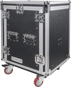 Sound Town Heavy-Duty 1/2" (12mm) 14U PA DJ Rack/Road Case with 11U Slant Mixer Top, 20’’ Rackable Depth and Casters, 14-Space ATA Case, Pro Tour Grade (STMR-14UW)