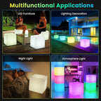 LOFTEK 16-Inch Rechargeable LED Cube Chair Light, 16 RGB Colors Glow Cube Seat w/Remote, Waterproof LED Cube Table, Color Changing Cubes Floor Lamp, Home Bedroom Patio Party Decorative Lighting