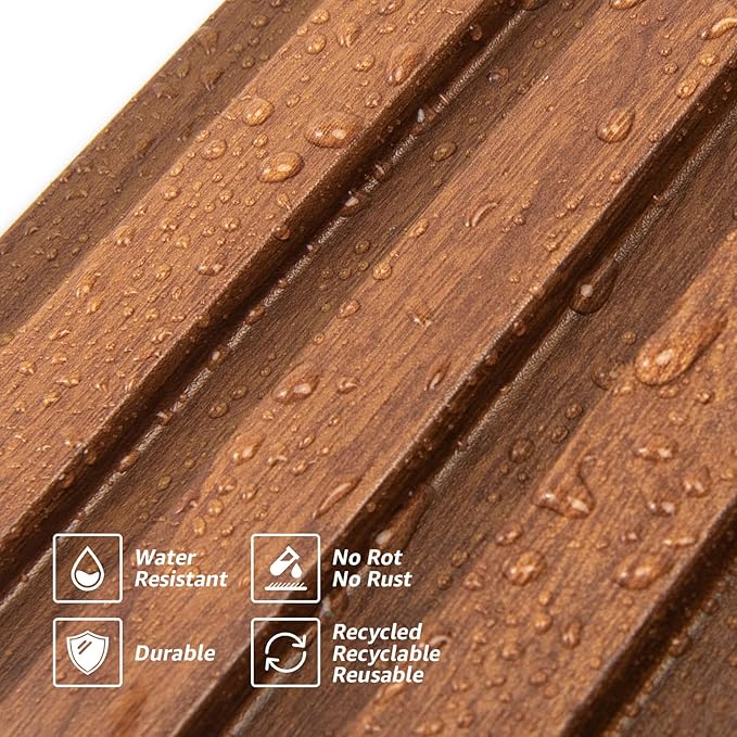 Art3d Slat Wall Panels, WPC Soundproof 3D Wall Paneling for Interior Wall Decor, TV Background, 8-Pack 96 x 6 in. Teak