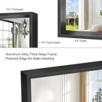 Black Bathroom Mirror, 36 x 30 Inch Brushed Black Rectangle Mirrors for Wall, 0.6" Thickened Deep Frame Mirrors for Over Sinks, Shatterproof Tempered Glass, Antirust, Horizontally or Vertically