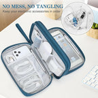 FYY Electronic Organizer, Large Travel Cable Organizer Bag Pouch Electronic Accessories Carry Case Portable Waterproof Double Layers All-in-One Storage Bag for Cable, Cord, Charger, Phone, Dark Green