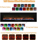 36" Electric Fireplace Inserts, Recessed & Wall Mounted Fireplace Heater Colorful Flame &Fuel, Remote Control Setting Dimer, Thermostat &Timer, Plug in &Hard-Wire Option, 750W/1500W, Black