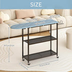 GILLAS Ironing Board with 2 Tier Storage Basket, Movable Ironing Board Full Size for Iron Rest & Clothes, Tabletop Ironing Boards, Ironing Stand Iron Boards Ironing Table Rustic Blue