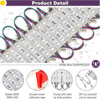 POWLAB 120Ft SMD5050 RGB storefront led lights with Smart Control, 240 LEDs Super Bright Waterproof led rgb module lights for Storefront Window Display, Business Signs, Letter Advertising, Dual Remote