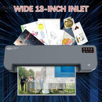 SINCHI 13-Inch Thermal Laminator & Foil Applicator, 3–10 Mil, 4-Roller Commercial Laminating Machine, 30s Warm-Up, Max. 40"/Min, Auto & Electrical Reverse Anti-Jam, Includes Laminating Sheets