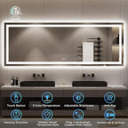YEELAIT 96x36 Inch LED Bathroom Mirror with Lights Front and Backlit Lighted Vanity Mirror for Bathroom Wall with 3 Colors Dimmable Anti-Fog Memory Shatter-Proof IP54 Waterproof Horizontal/Vertical