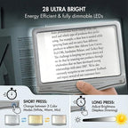 MagniPros 5X [Rechargeable] Large Ultra Bright LED Page Magnifier with Anti-Glare Lens & 3 Stepless Color Light Modes to Relieve Eye Strain-Ideal for Reading Small Prints, Low Vision and Seniors