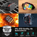 AMAZTIM Smart Watch, 60 Days Extra-Long Battery, 50M Waterproof, Rugged Military Bluetooth Call(Answer/Dial Calls), 1.85" Ultra Large HD Display, AI Voice Assistant, Compatible for Android and iOS-Red