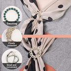 T-Shirt Clips 9 PCS, Clothes Corner Knotted Button, Fashion Alloy Pearl Rhinestone Circle Clip Buckle Round Shirt Silk Scarf