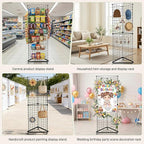 Brobear Triangular Gridwall Panel Display Stand with Base and Casters, 360-degree rotation Wire Wall Grid 24"x68" Rolling Grid Wall Tower for Retail, Trade Show, Vendor Events and Home Organization