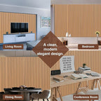 Yuzzy Wood Panels for Wall - 9 Feet Teak Wood Slat Acoustic Panels 4 PCS - Modern Sound Absorbing Wall Panels for Interior Wall Decor for Home, Office, Studio