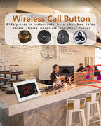Wireless Calling System Call Waiter Restaurant Pager System with 1 Number Display and 10 3-Key Waterproof Call Buttons for Restaurant Bar Cafe Customer Service