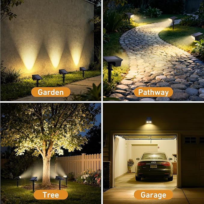 btfarm Solar Spot Lights Outdoor Waterproof, 8 Pack/3 Modes Motion Sensor Lights, Solar Powered Spotlights 2-in-1 Auto On/Off for Outside Pathway Yard Garden Landscape Lighting, Warm White