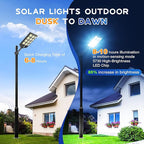 OKPRO Solar Lights Outdoor Waterproof, 8000W Solar Street Light with Motion Sensor, 7000K Dusk to Dawn Security Flood Lights IP66, Commercial Outdoor Lighting for Parking Lot, Yard, Driveway, Farm
