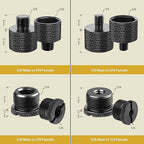 IXTECH Mic Stand Adapter Set 8 pieces Metal Microphone Stand Screw Thread Adapter 5/8 Female to 3/8 Male 3/8 Female to 5/8 Male 5/8 Female to 1/4 Male 1/4 Female to 5/8 Male Tripod Adapter ADP02A Blck