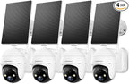 ZUMIMALL 2K Solar Security Cameras, 360° View Outdoor Camera Wireless Solar Powered, 2.4G WiFi Only, Spotlight/Siren/3MP Color Night Vision/2-Way Audio/AI Detection/IP66, Work with Alexa, 4-Pack