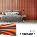Art3d 4 Pack 47.2 x 23.6in. Wood Slat Acoustic Panels for Wall and Ceiling - 3D Fluted Sound Absorbing Panel with Wood Finish - Cherry