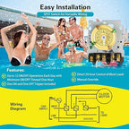 T104M Mechanical Timer Switch Mechanism Only, 208-277V 40A DPST, Heavy Duty Outdoor Timer for Pool Pump, Water Heater, Lighting – 24-Hour, 12 ON/Off Cycles.