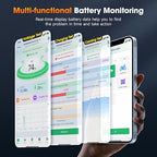 ANCEL BM Series 24V 12V 6V Battery Monitor - BM300 Pro Bluetooth 5.3 Battery Monitor with Charging, Cranking System Test & Alarm - IP67 Waterproof Voltmeter for Trucks, Cars, Motorcycles, Boats