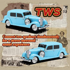WSTER WS-1934 Retro Classic Car Bluetooth Replica Speaker – Wireless HD Sound with FM Radio,TWS Stereo,LED Party Lights,Built-in Microphone Hands-Free Call, Surprise Portable Gift for Party Use(Blue)