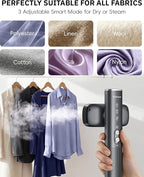 OGHom Steamer for Clothes, 110-240V Travel Steamer & Iron 2 in 1, 1000W Powerful Steam, Portable Handheld Garment Wrinkle Remover, 30s Fast Heat-Up with 3-mode Steam Control, for Global & Europe-Black