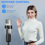 Auto Face Tracking Tripod, 360° Rotation Body Phone Camera Mount Smart Shooting Holder with Remote Selfie Stick, No App, Gesture Control, for Vlog, Tiktok