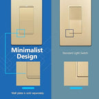 LIDER Minimalist Design Matte Finish Lighted 4-Way Decorator Light Switch, Four Way Frameless Rocker Switch, Residential/Commercial Grade, 15A 120V/277V, UL Listed, LS15-4W-GD, Gold