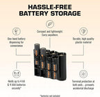 Storacell AA + AAA Combo Battery Storage Caddy and Dispenser, Black, Holds 4 AA + 4 AAA Batteries (Not Included), Durable & Compact Design, The Original Battery Caddy, Made in The USA