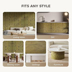 OUZUGIE 1 Pack 96x48 Inch Natural Bamboo Wall Panel – Green Burned Pole Wrap Paneling for Walls, Ceilings, Cabinets, Furniture – Ideal for Bedroom, Living Room & Office DIY Decor