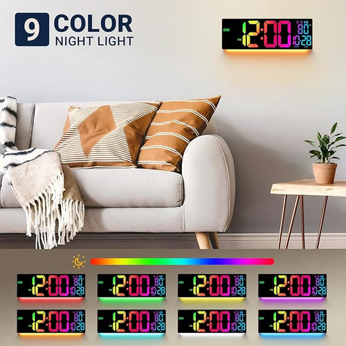 16.5" Large Digital Wall Clock: Wall Mount Decor Clock Large Display for Classroom Dorm Office Game Living Room, House Warming Gift New Home, Christmas Birthday Gift for Mom Dad Seniors Teen Colorful