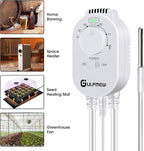 2 Pcs Plug in Thermostat for Heater, Thermostat Plug Outlet with 4.9FT Power Cord, Heating and Cooling Thermostats Outlet with Temperature Probe for Space Heater, Greenhouse Fan (White)