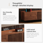 gaoyangjiaju 94.48" Mid-Century Modern TV Stand, Walnut Media Console with 4 Storage Cabinets, Entertainment Center for TVs up to 100 Inches, Ideal for Living Room or Bedroom