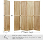 Pegboard Display, 5.6Ft Wooden Room Divider Folding Privacy Screens Portable Freestanding Wall Organizer for Retail Craft Art Display Board (4panels, Natural)