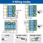 DieseRC 4 Channels WiFi Smart Switch with Bluetooth Transmitter, DC 5V 12V 24V 36V Passive Output Relay Module Ewelink APP WiFi Control Compatible with Alexa/Google Home, Inching/Self-Locking Switch