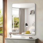 48x36 Inch Silver Bathroom Mirror, Large Rectangular Vanity Mirror, Metal Framed Rectangle Mirrors, Rounded Corner Wall Mounted Mirrors for Living Room Bedroom Entryway Horizontal or Vertical