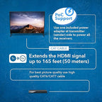OREI 4K 1x2 HDMI Over ethernet Extender Splitter Over CAT6/7 ethernet Cable 4K@30Hz up to 165 ft - 1 in 2 Out, 1080P@60Hz Upto 230 ft, PoC, IR Control, EDID, HDMI Loop Out (HD12-EX165-K)